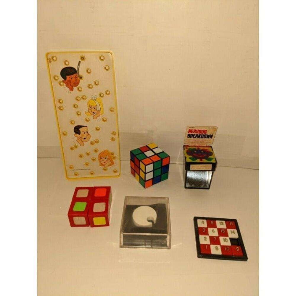 Lot Vintage 1968 Games Nervous Breakdown Tilt Ball Kohner Rubiks Cube Puzzlers